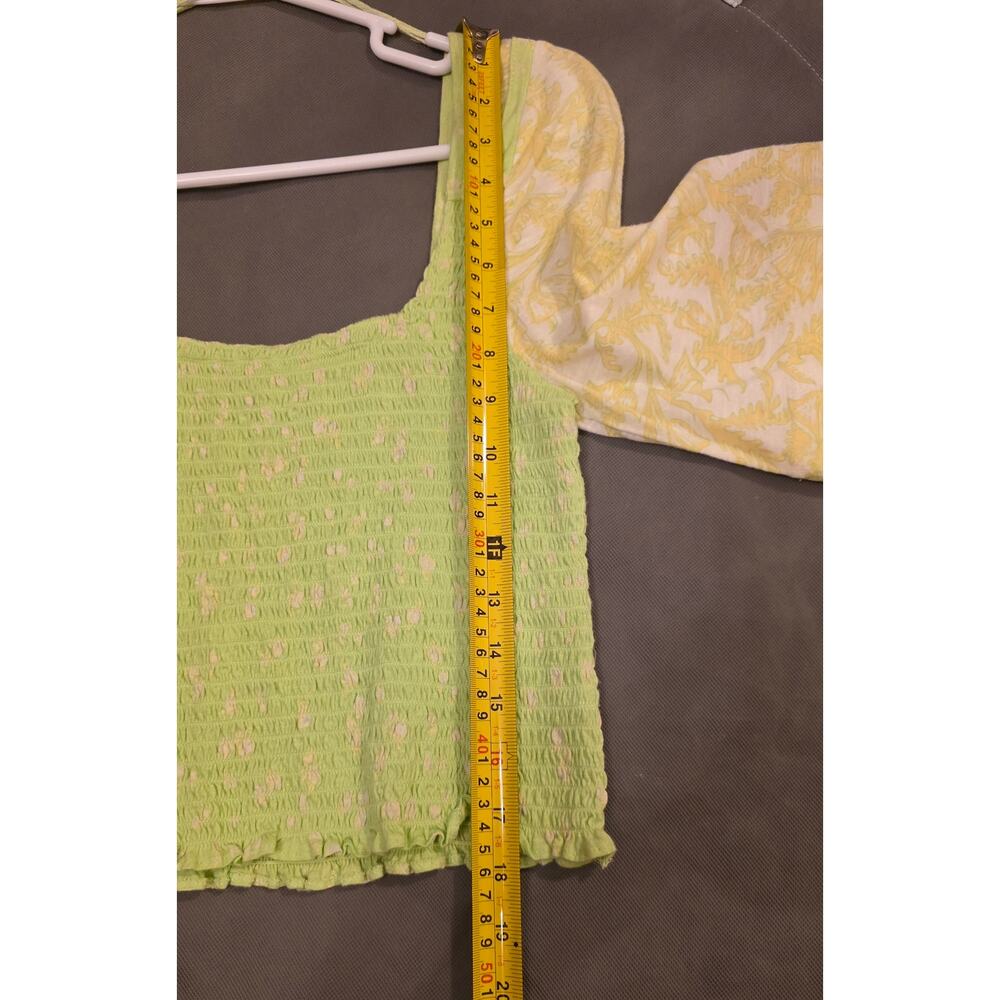 NWT Free People FP Smocked Key Lime Floral Crop Top - Picture 5 of 7